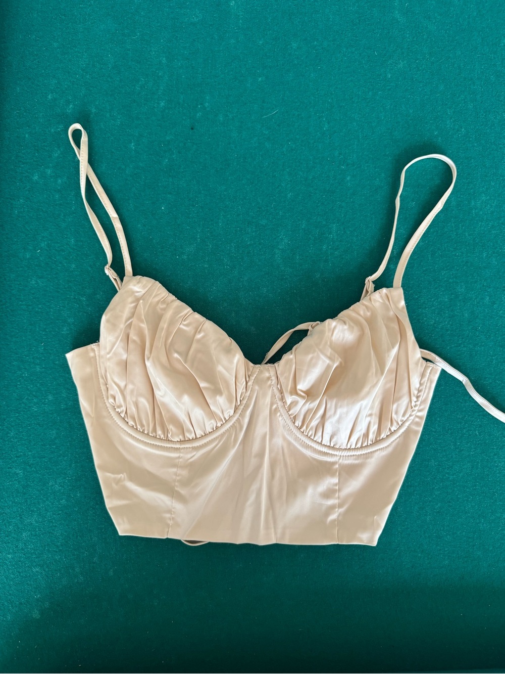 Cream Satin Bustier Crop Top with Adjustable Straps